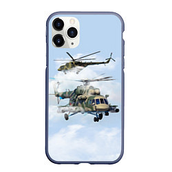 Чехол iPhone 11 Pro матовый Ми-8 Вертолёт, цвет: 3D-серый