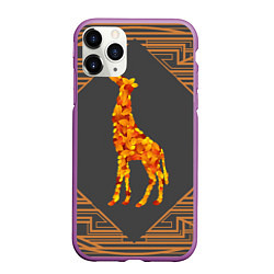 Чехол iPhone 11 Pro матовый Жираф из листьев, цвет: 3D-фиолетовый