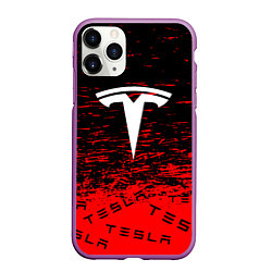 Чехол iPhone 11 Pro матовый Tesla sport red, цвет: 3D-фиолетовый