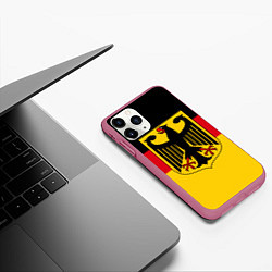 Чехол iPhone 11 Pro матовый Германия - Germany, цвет: 3D-малиновый — фото 2