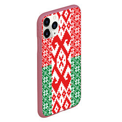 Чехол iPhone 11 Pro матовый Белоруссия Обережные Узоры Алатырь, цвет: 3D-малиновый — фото 2