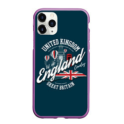 Чехол iPhone 11 Pro матовый Англия England, цвет: 3D-фиолетовый