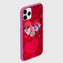 Чехол iPhone 11 Pro матовый Гномы в красном сердце, цвет: 3D-фиолетовый — фото 2
