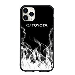 Чехол iPhone 11 Pro матовый Toyota Молния с огнем, цвет: 3D-черный