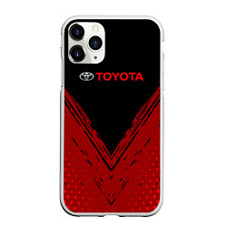 Чехол iPhone 11 Pro матовый Toyota Красная текстура, цвет: 3D-белый