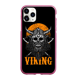 Чехол iPhone 11 Pro матовый ЧЕРЕП ВИКИНГА VIKINGS SKULL, цвет: 3D-малиновый