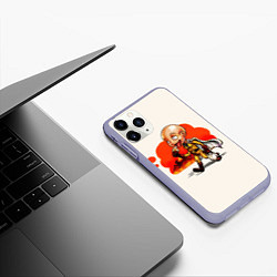 Чехол iPhone 11 Pro матовый One Punch Man Сайтама, цвет: 3D-светло-сиреневый — фото 2