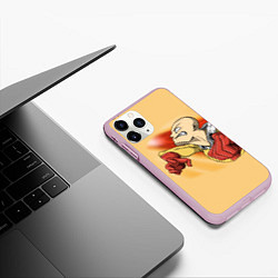 Чехол iPhone 11 Pro матовый Сайтама - One Punch Man, цвет: 3D-розовый — фото 2