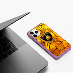 Чехол iPhone 11 Pro матовый Lamborghini Gold плиты, цвет: 3D-фиолетовый — фото 2