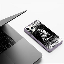 Чехол iPhone 11 Pro матовый Lamborghini grunge бык, цвет: 3D-серый — фото 2