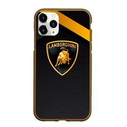 Чехол iPhone 11 Pro матовый Lamborghini геометрия, цвет: 3D-коричневый