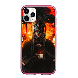 Чехол iPhone 11 Pro матовый FIRE KEEPER Dark SOULS III Дарк соулс, цвет: 3D-малиновый