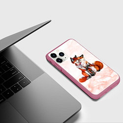 Чехол iPhone 11 Pro матовый Влюблённые Лисы Love, цвет: 3D-малиновый — фото 2