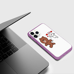 Чехол iPhone 11 Pro матовый От любви не сбежать Plush animal, цвет: 3D-фиолетовый — фото 2