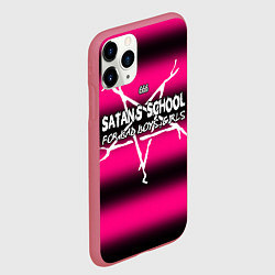 Чехол iPhone 11 Pro матовый Satan school for bad boys and girls pink, цвет: 3D-малиновый — фото 2