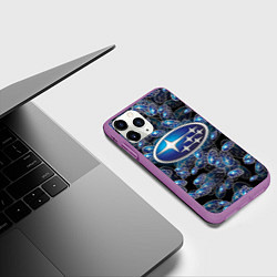 Чехол iPhone 11 Pro матовый SUBARU BIG LOGO PATTERN, цвет: 3D-фиолетовый — фото 2