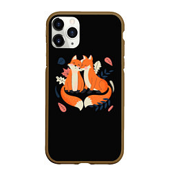 Чехол iPhone 11 Pro матовый Лисы Animal love