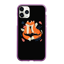 Чехол iPhone 11 Pro матовый Лисы Animal love