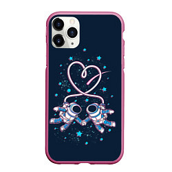 Чехол iPhone 11 Pro матовый Космическая любовь Cosmic love, цвет: 3D-малиновый