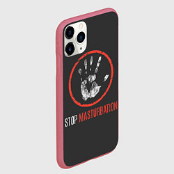 Чехол iPhone 11 Pro матовый STOP MASTURBATION, цвет: 3D-малиновый — фото 2