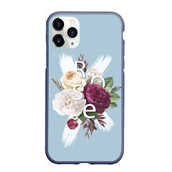 Чехол iPhone 11 Pro матовый Flowers Rose, цвет: 3D-серый