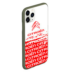 Чехол iPhone 11 Pro матовый Citroen Паттерн, цвет: 3D-темно-зеленый — фото 2