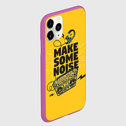 Чехол iPhone 11 Pro матовый Make Some Noise музыка, цвет: 3D-фиолетовый — фото 2