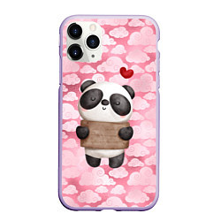 Чехол iPhone 11 Pro матовый Панда с сердечком love, цвет: 3D-светло-сиреневый