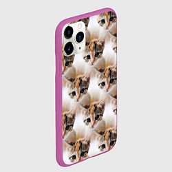 Чехол iPhone 11 Pro матовый Маленький котенок паттерн, цвет: 3D-фиолетовый — фото 2