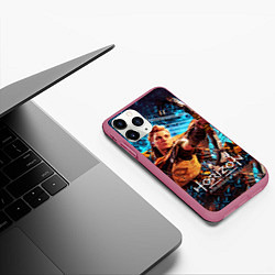 Чехол iPhone 11 Pro матовый Horizon Forbidden West - Элой арт, цвет: 3D-малиновый — фото 2