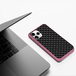 Чехол iPhone 11 Pro матовый Стеганка кожа, цвет: 3D-малиновый — фото 2