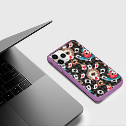 Чехол iPhone 11 Pro матовый Алиса в стране чудес - карты и время, цвет: 3D-фиолетовый — фото 2