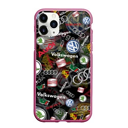 Чехол iPhone 11 Pro матовый Volkswagen Group AUDI VW SEAT PORSCHE SKODA, цвет: 3D-малиновый