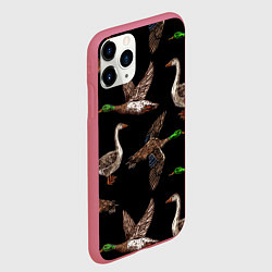 Чехол iPhone 11 Pro матовый Утки паттерн, цвет: 3D-малиновый — фото 2