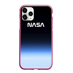 Чехол iPhone 11 Pro матовый NASA с МКС, цвет: 3D-малиновый