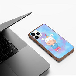 Чехол iPhone 11 Pro матовый Маленький единорог kids, цвет: 3D-коричневый — фото 2