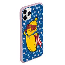 Чехол iPhone 11 Pro матовый Банан в звездах, цвет: 3D-розовый — фото 2