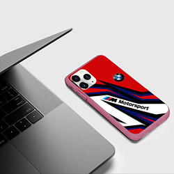 Чехол iPhone 11 Pro матовый БМВ МОТОСПОРТ BMW MOTOSPORT, цвет: 3D-малиновый — фото 2