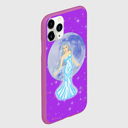 Чехол iPhone 11 Pro матовый Дева, воплощение Луны, звёздное лиловое небо, цвет: 3D-фиолетовый — фото 2