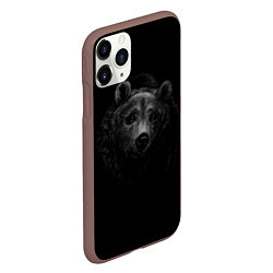 Чехол iPhone 11 Pro матовый Голова хищного медведя, цвет: 3D-коричневый — фото 2