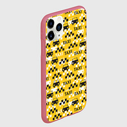 Чехол iPhone 11 Pro матовый Такси Taxi, цвет: 3D-малиновый — фото 2
