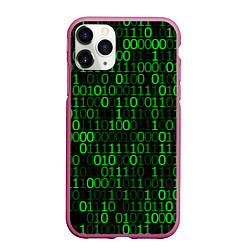 Чехол iPhone 11 Pro матовый Бинарный Код Binary Code, цвет: 3D-малиновый