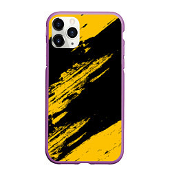 Чехол iPhone 11 Pro матовый BLACK AND YELLOW GRUNGE ГРАНЖ, цвет: 3D-фиолетовый