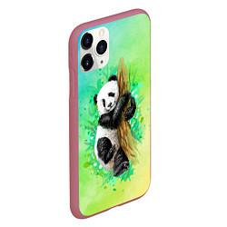 Чехол iPhone 11 Pro матовый ПАНДА PANDA ЦВЕТНЫЕ КРАСКИ, цвет: 3D-малиновый — фото 2