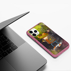 Чехол iPhone 11 Pro матовый Лягушка хулиган Frog hooligan, цвет: 3D-малиновый — фото 2