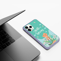 Чехол iPhone 11 Pro матовый Hello spring, цвет: 3D-светло-сиреневый — фото 2