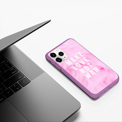 Чехол iPhone 11 Pro матовый Make love not var, цвет: 3D-фиолетовый — фото 2