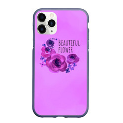 Чехол iPhone 11 Pro матовый Beautiful flower, цвет: 3D-серый