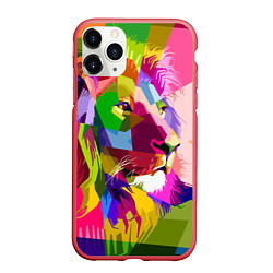 Чехол iPhone 11 Pro матовый Lion abstraction, цвет: 3D-красный