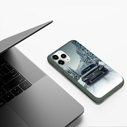 Чехол iPhone 11 Pro матовый Лексус - зимняя дорога!, цвет: 3D-темно-зеленый — фото 2